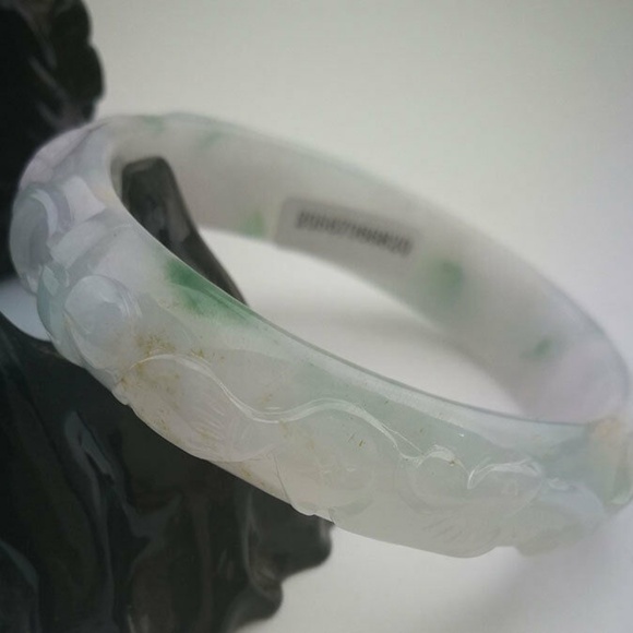 NATURAL CARVING GRADE A GREEN JADE JADEITE BRACELET BANGLE 57MM - Picture 2 of 7